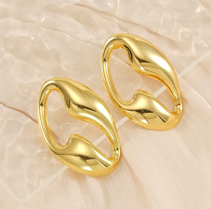Gold Sculptural Oval Hope Earrings
