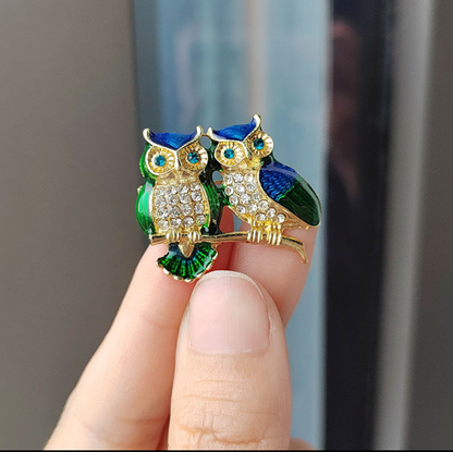 Elegant Crystal Owl Brooch