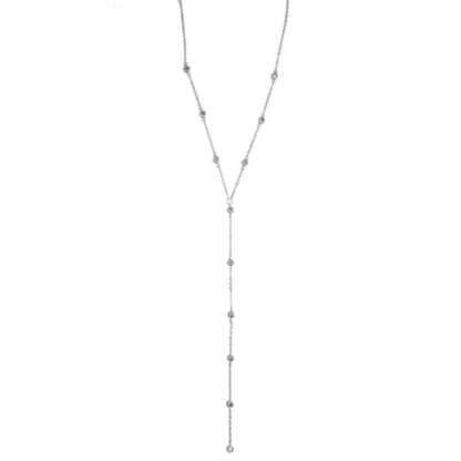 Dainty Y-Lariat Beaded Necklace – Minimalist Long Drop Chain