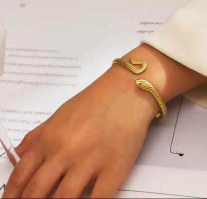 Gold Snake Open Cuff Bracelet