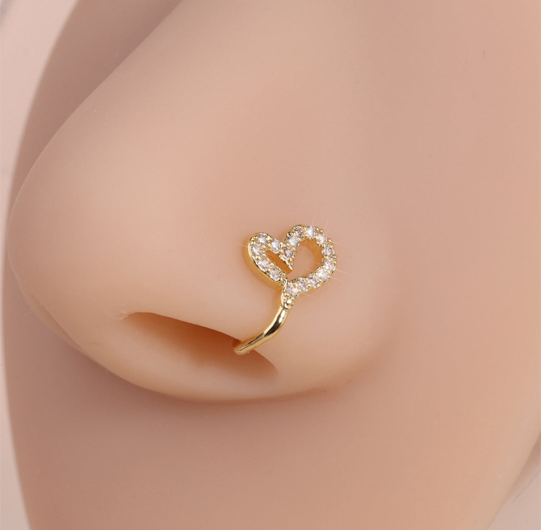 Gold Heart-Shaped Nose Ring