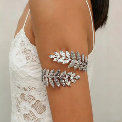 Silver Laurel Leaf Arm Cuff Bracelet