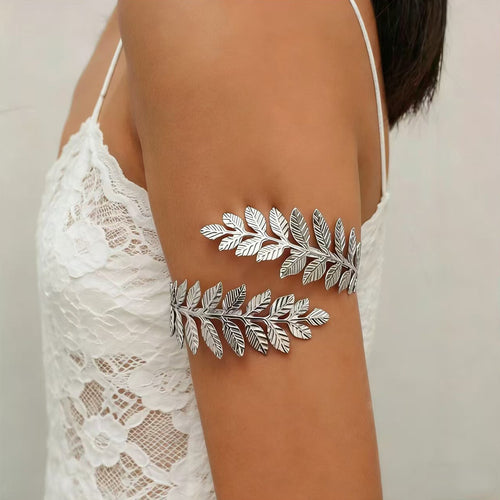 Silver Laurel Leaf Arm Cuff Bracelet