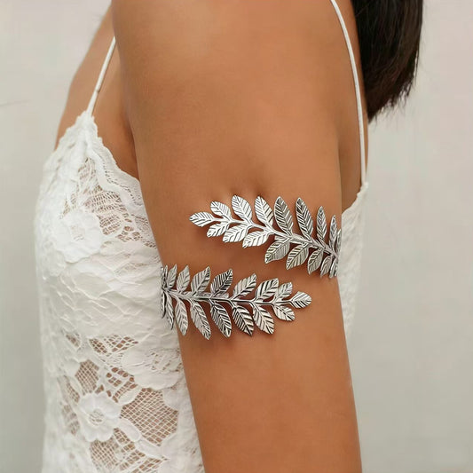 Silver Laurel Leaf Arm Cuff Bracelet