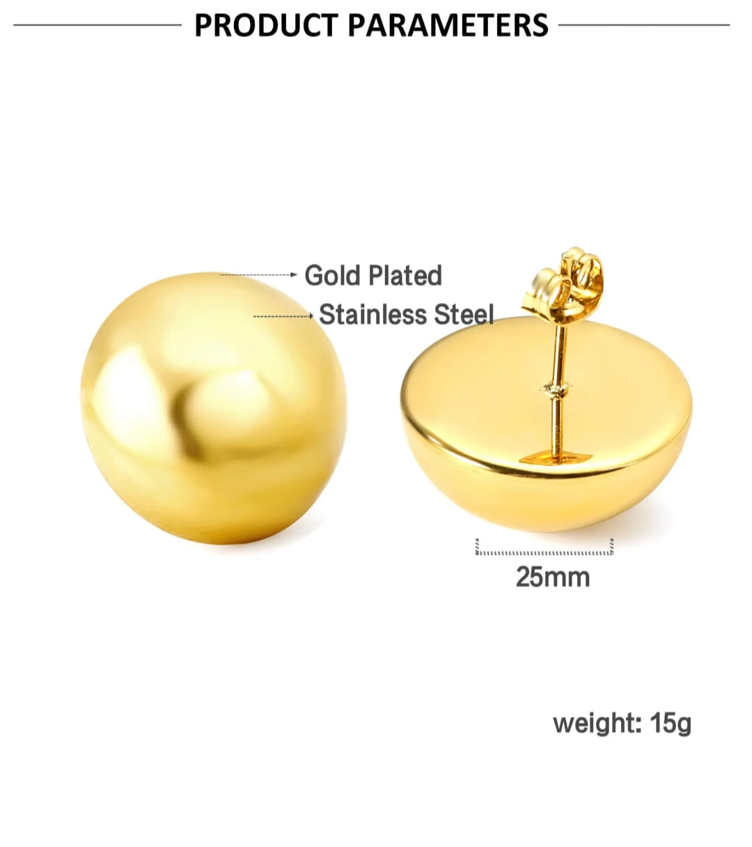 Classic Gold Dome Stud Earrings
