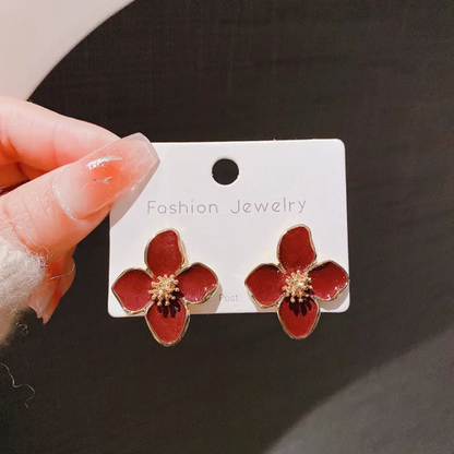 Floral Enamel Stud Earrings