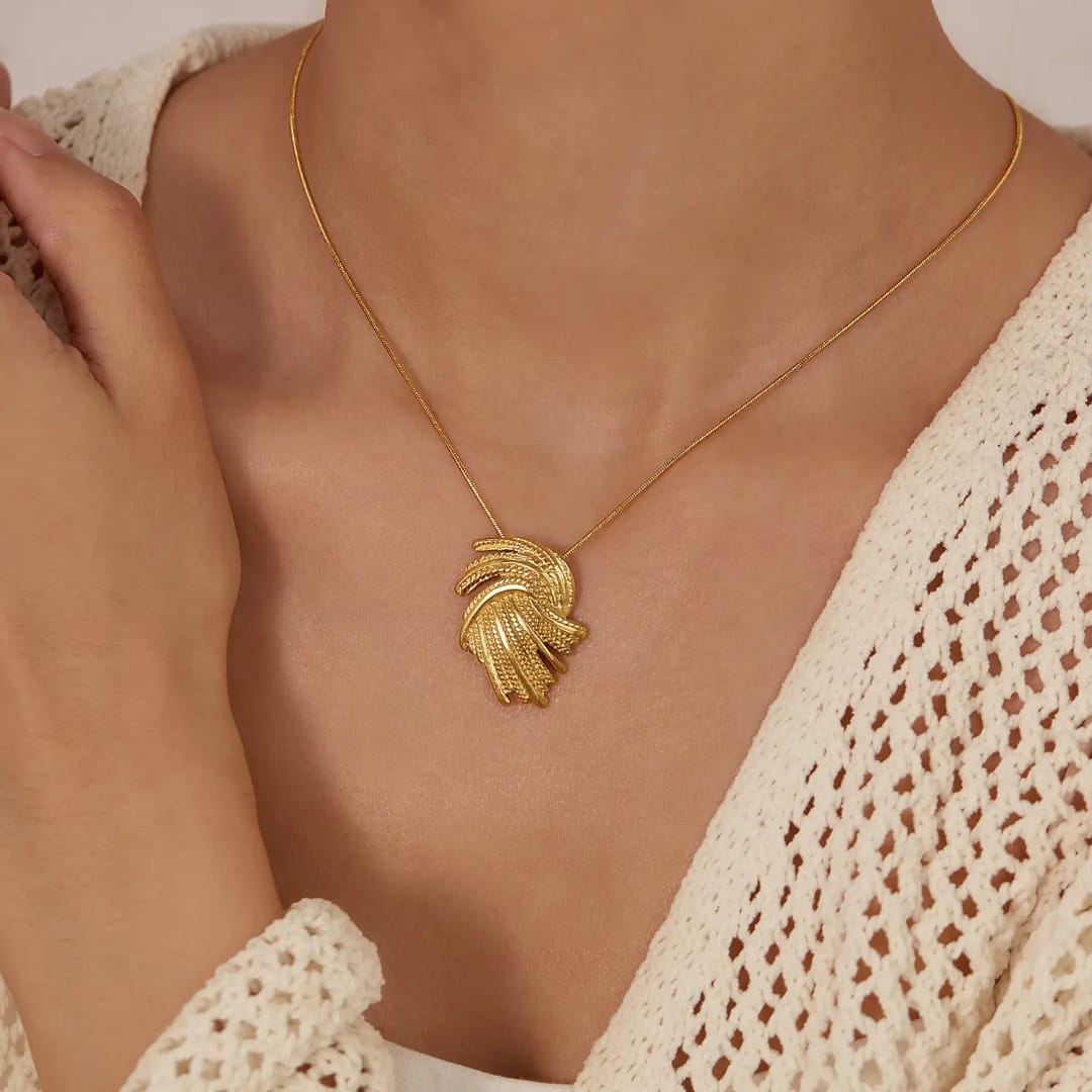 Gold-Tone Feather Pendant Necklace