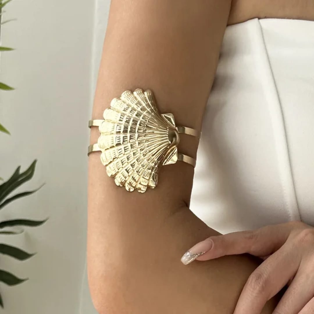 Bohemian Gold Seashell Arm Cuff Bracelet