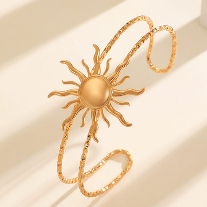 Sunburst Statement Armlet – Gold Tone Adjustable Upper Arm Cuff