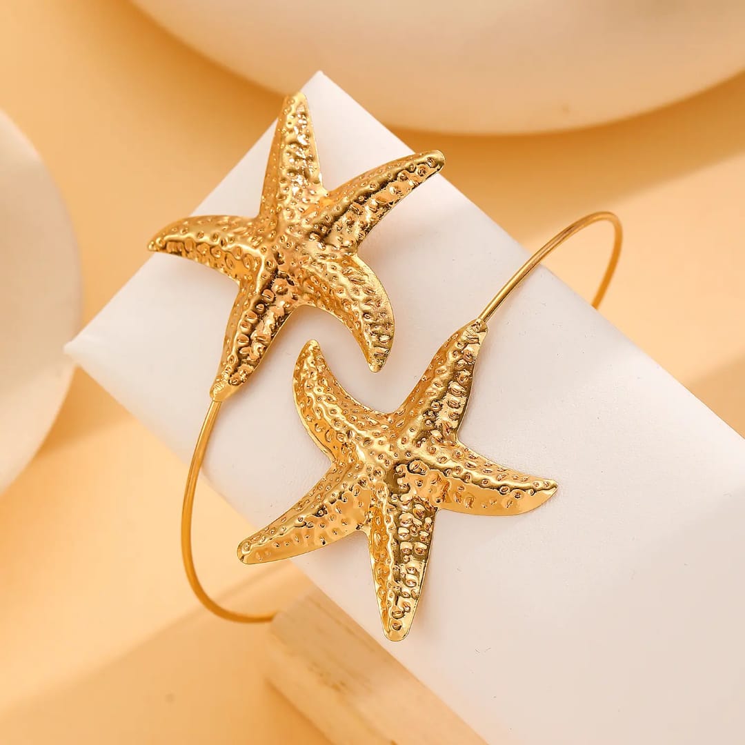Gold Starfish Adjustable Arm Cuff Bracelet