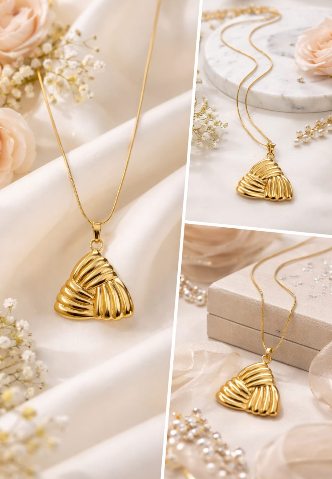 Golden Twisted Heart Pendant Necklace