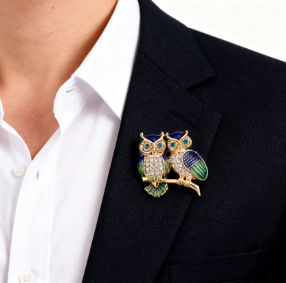 Elegant Crystal Owl Brooch