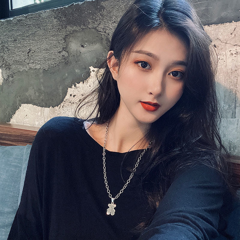 Cute teddy pendant necklace for women