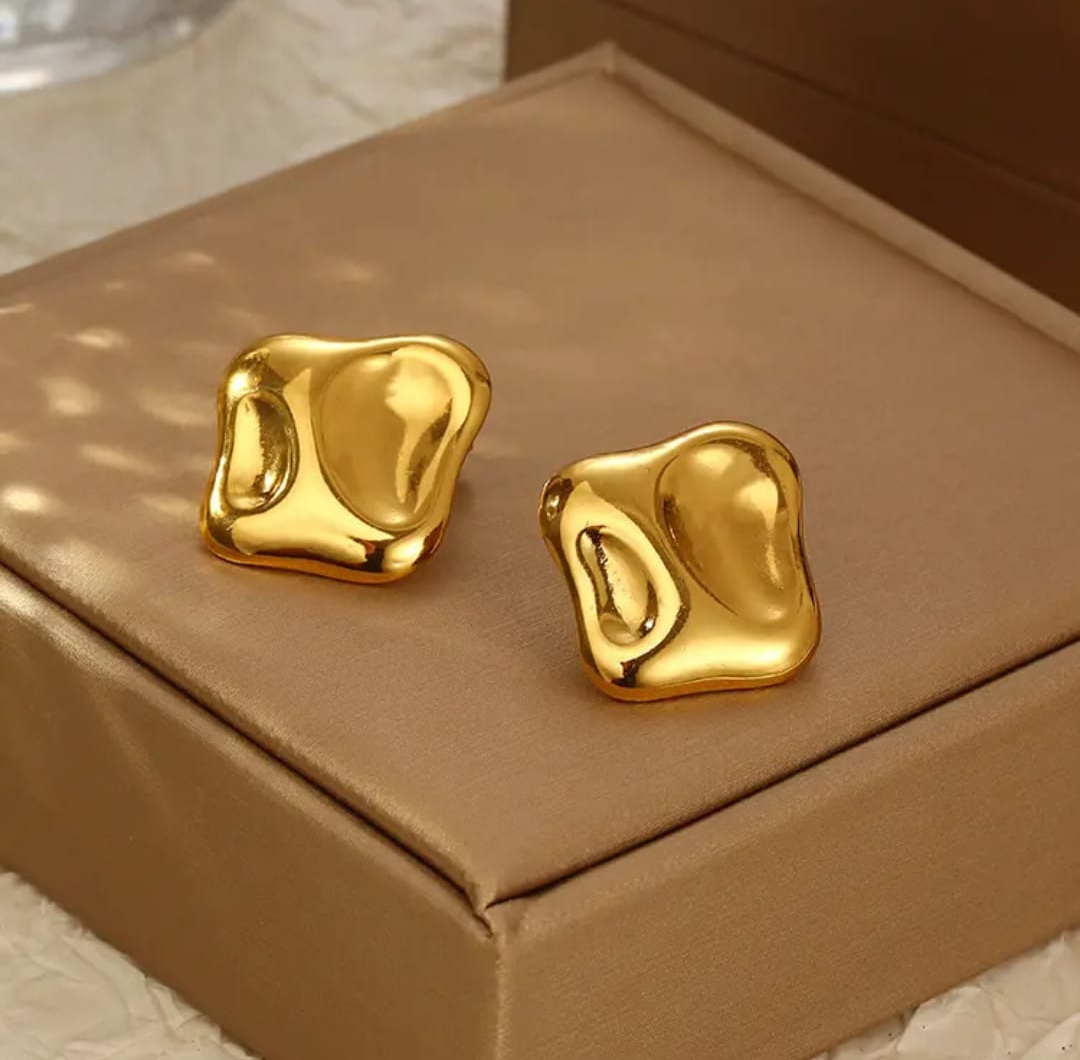 Gold Abstract Sculptural Studd Earrings