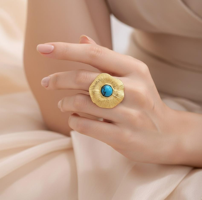 Turquoise Sunburst Statement Ring