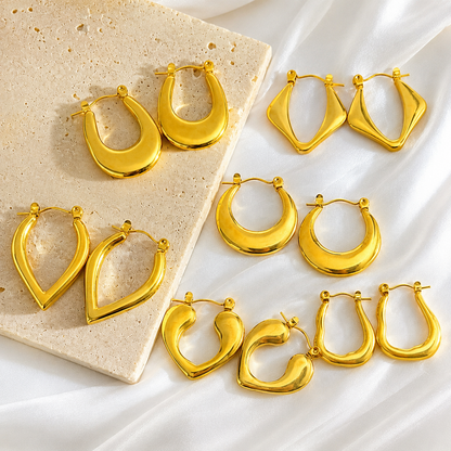 Gold Geometric Hoop Earrings – Trendy Minimalist Statement Earrings for Women