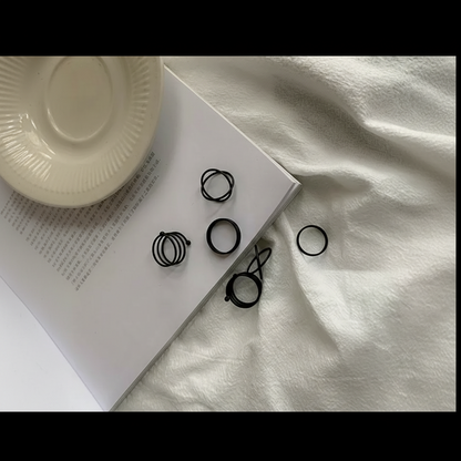 Minimal Black Stack Ring Set 🖤