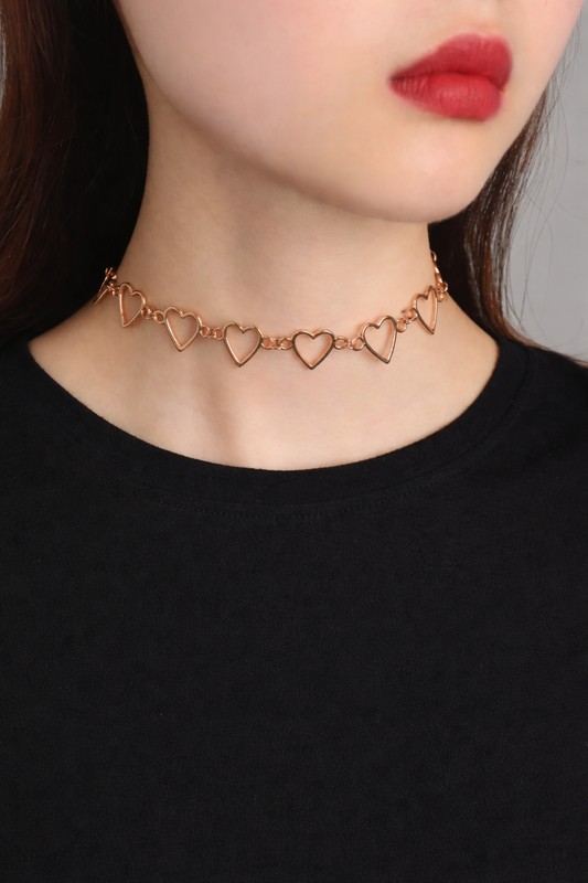 Minimal Heart Link Choker Necklace