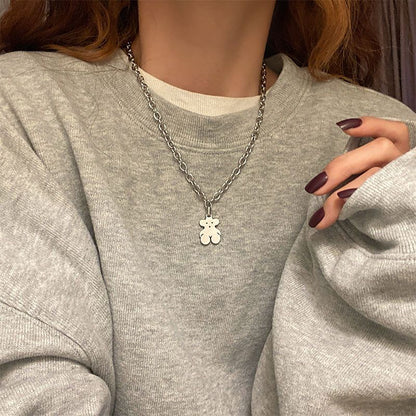 Cute teddy pendant necklace for women