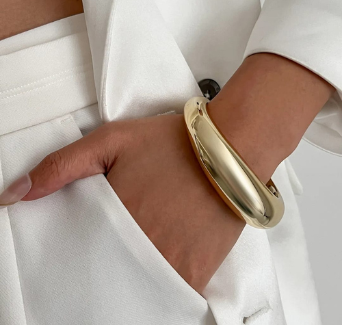Sculpted Gold Statement Cuff Bracelet