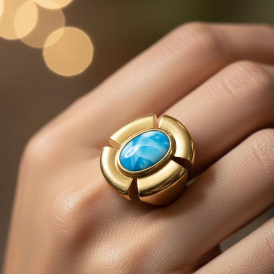 Azure Halo Statement Ring