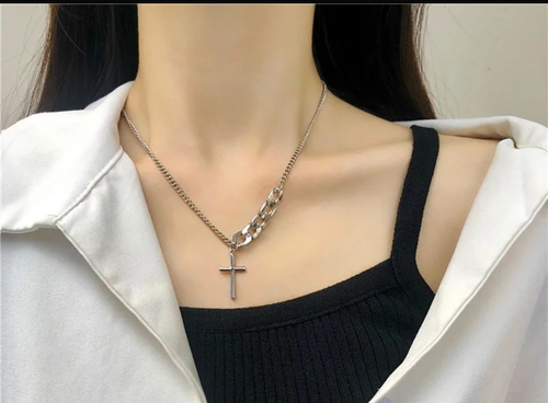 Minimalist Cross Chain Choker Necklace