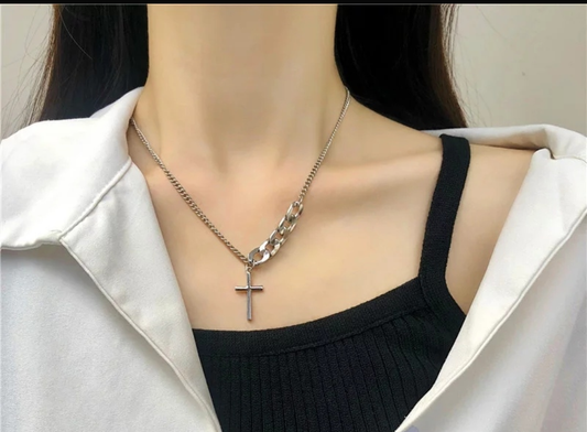 Minimalist Cross Chain Choker Necklace