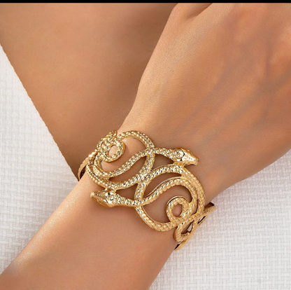 Multi-Snake Wrap Gold Cuff Bracelet