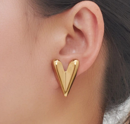 Golden V Statement Earrings