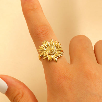 Gold-Tone Sunflower Statement Ring