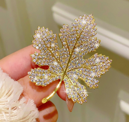 Luxury Crystal Maple Leaf Brooch