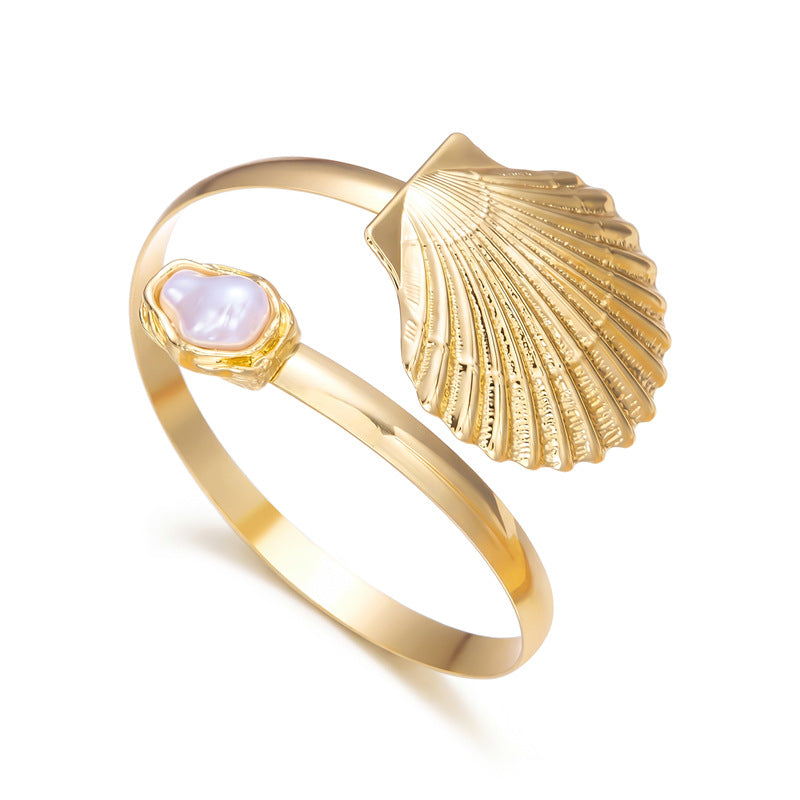 Gold-Tone Shell & Pearl Open Armlet