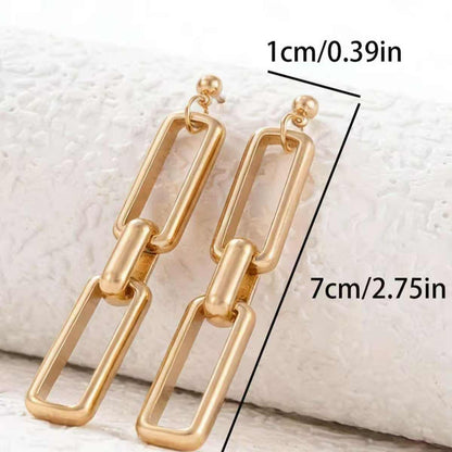 Gold-Tone Geometric Link Drop Earrings
