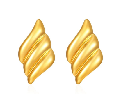Twisted Gold Wave Earrings – Bold Sculptural Glam