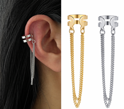 Double Chain Drop Ear Cuff (No Piercing)