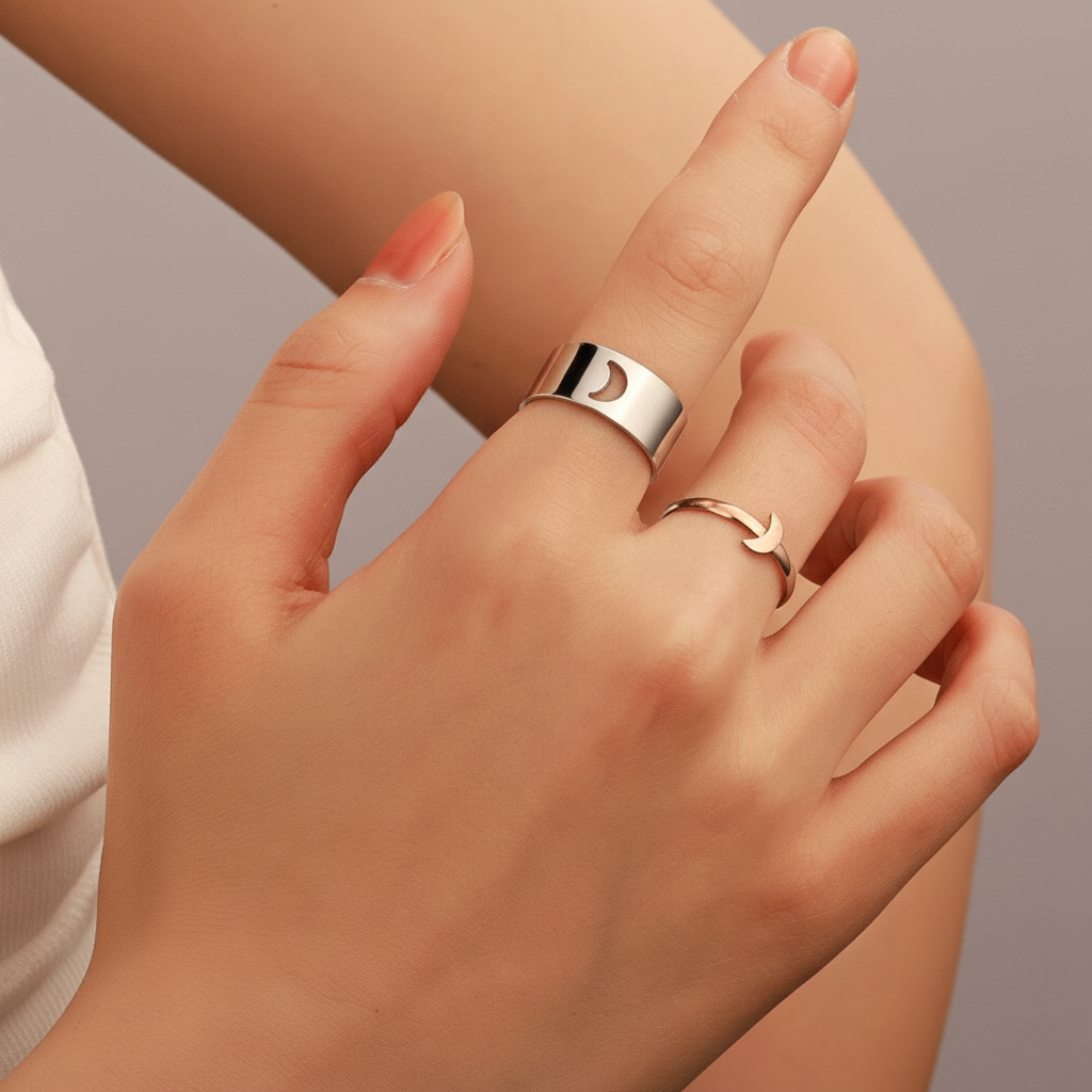 Moon & Star Minimal Ring Set 🌙✨