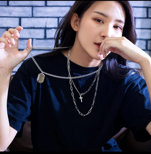 Layered Stainless Steel Chain Necklace Set