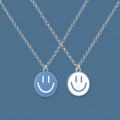 Colorful Smiley Face Pendant Necklace – Cute Enamel Necklace for Women & Girls