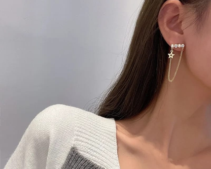 Star Charm Double Chain Earrings