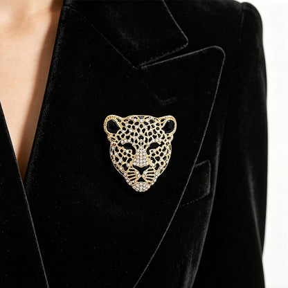 Gold Leopard Brooch – Crystal Embellished Statement Pin
