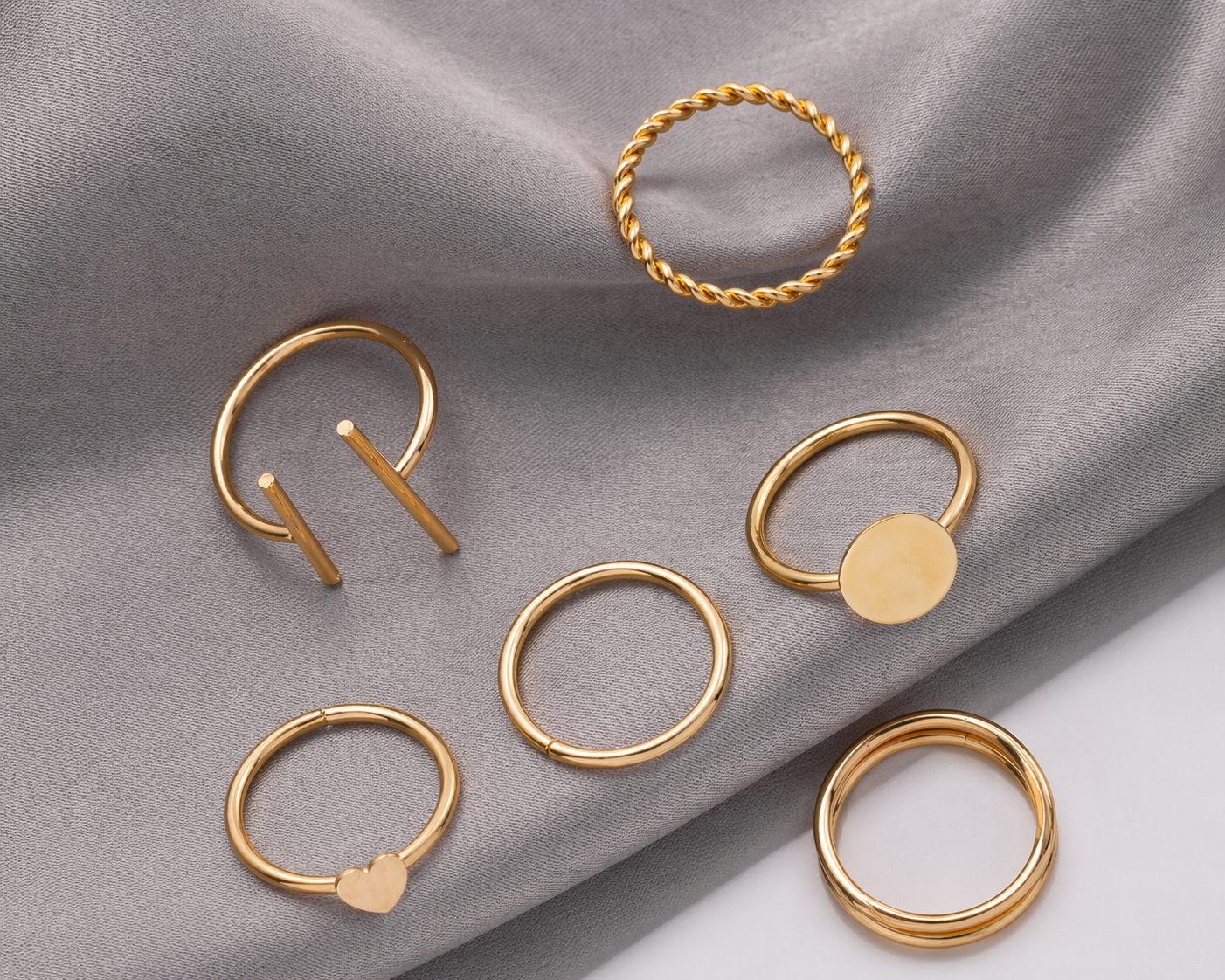 Minimalist Gold Tone 6-Piece Ring Set