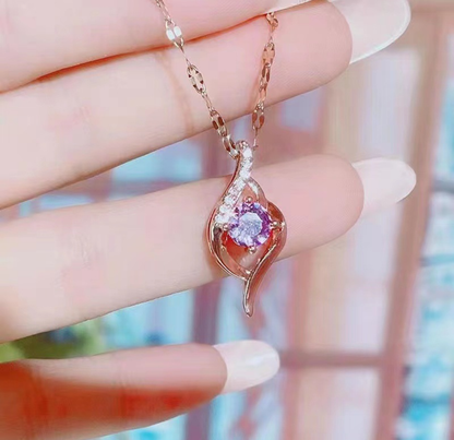Blush Flame Crystal Pendant Necklace