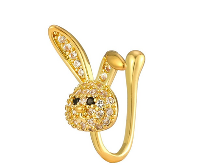 Cute Bunny Diamond Nose Pin (Gold Plated)