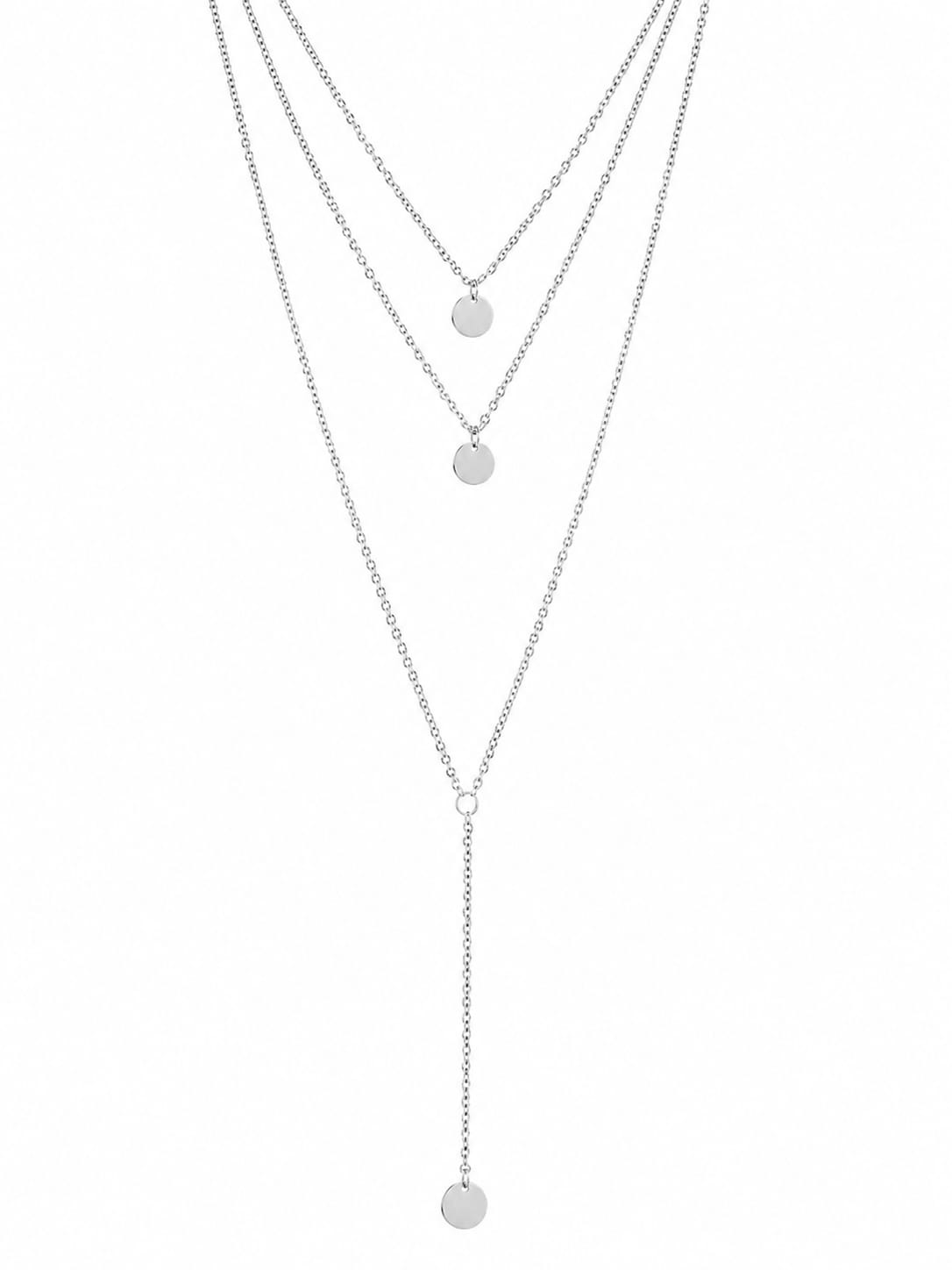 Layered Disc Pendant Necklace – Minimalist Y-Lariat Chain Necklace for Women
