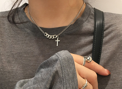 Minimalist Cross Chain Choker Necklace