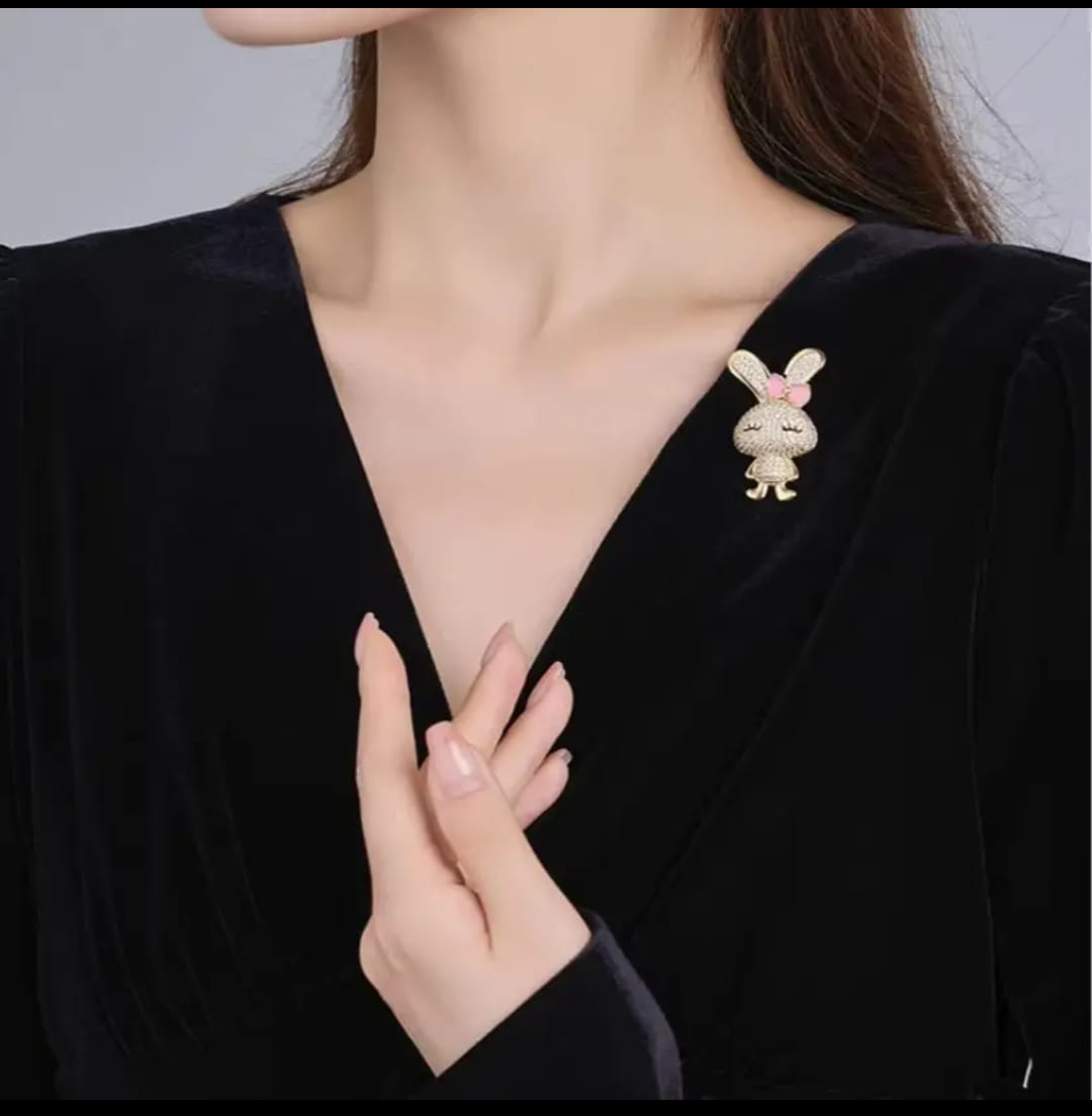 Cute Crystal Bunny Brooch
