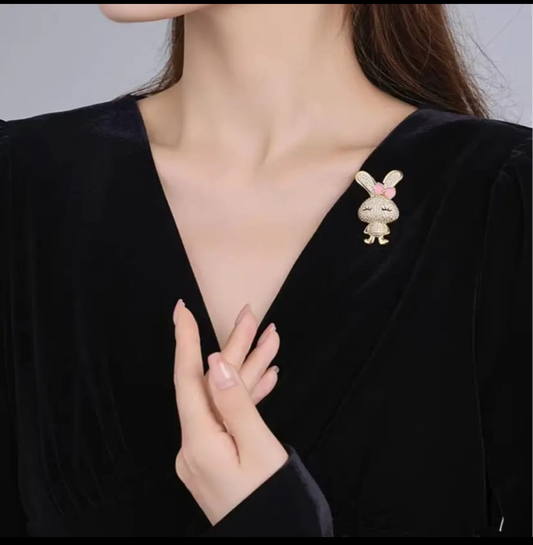 Cute Crystal Bunny Brooch