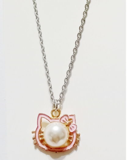 Cute Kitty Pearl Pendant Necklace