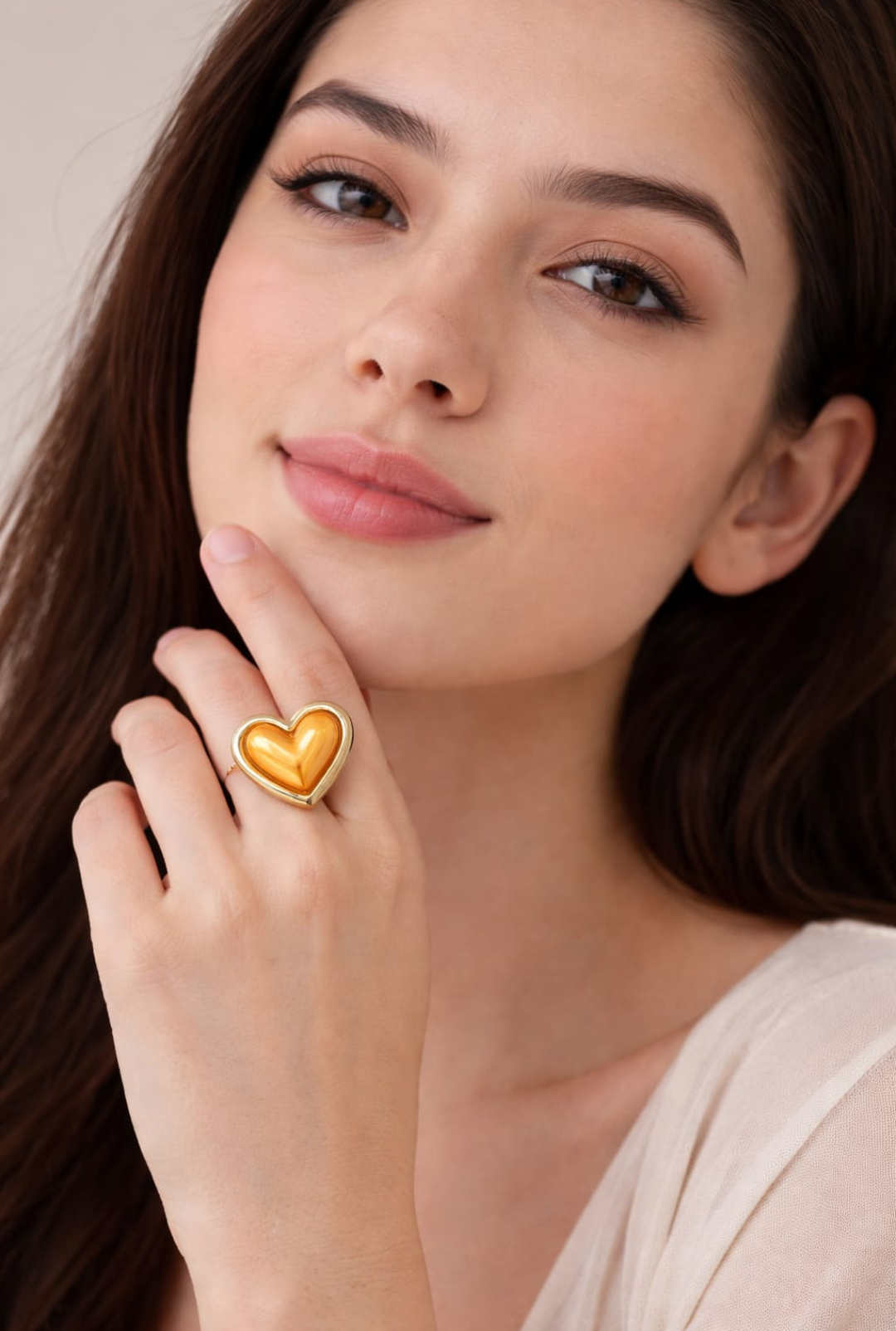 Classic Heart Enamel Statement Ring