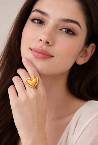 Classic Heart Enamel Statement Ring